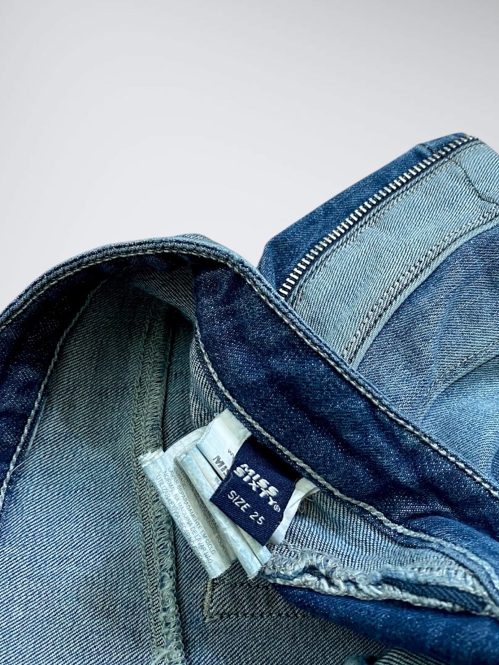 VTG Y2k Miss Sixty Avant-Garde Arched Micro Denim Mid Rise Shorts - Picture 7 of 8